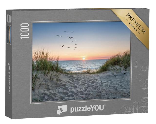 Puzzel 1000 stukjes „Zandduinen op het strand bij zonsondergang“