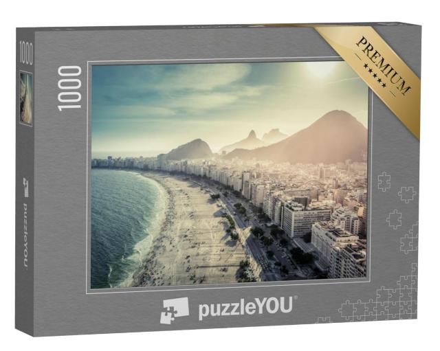 Puzzel 1000 stukjes „Copacabana-strand in Rio de Janeiro, Brazilië, zwart-wit“