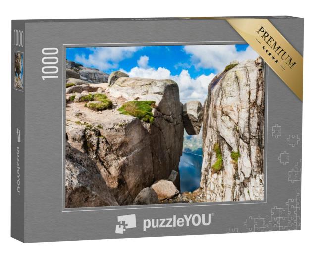 Puzzel 1000 stukjes „Kjeragbolten: Bezienswaardigheid op de berg Kjerag, Noorwegen“