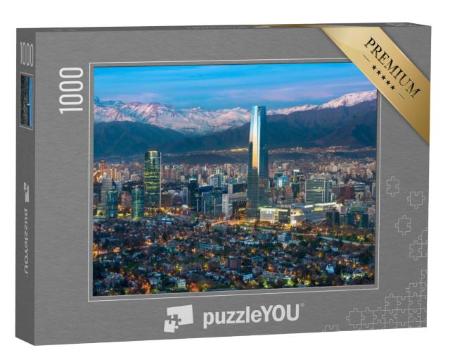 Puzzel 1000 stukjes „Panoramisch uitzicht op Providencia en Las Condes, wolkenkrabbers in Santiago de Chile“