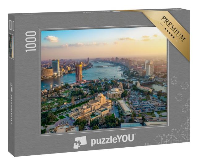 Puzzle 1000 Teile „Panorama der Kairoer Stadtlandschaft bei Sonnenuntergang, Ägypten“