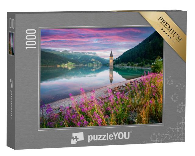 Puzzel 1000 stukjes „Prachtig uitzicht op het meer van Reschen“