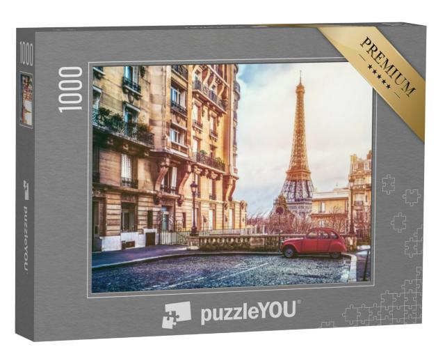 Puzzel 1000 stukjes „Parijse straat met uitzicht op de beroemde Eiffeltoren“