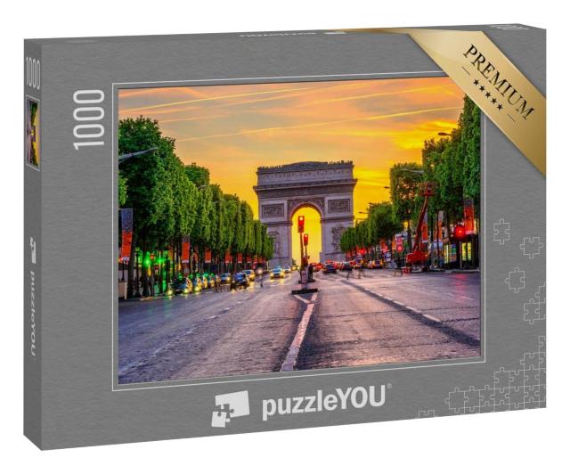 Puzzle 1000 Teile „Champs-Elysees und Arc de Triomphe bei Nacht in Paris, Frankreich“