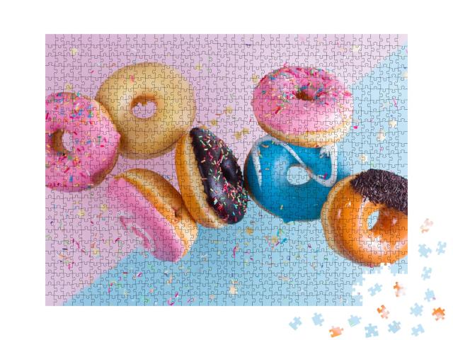 Puzzle 1000 Teile „Fliegende Donuts“