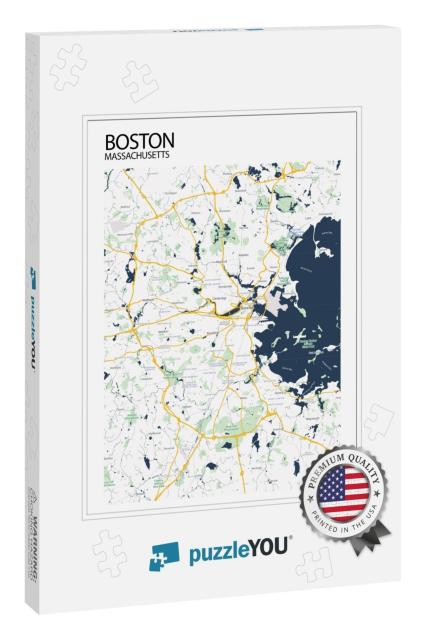 Poster Boston - Massachusetts Map. Road Map. Illustration... Jigsaw Puzzle