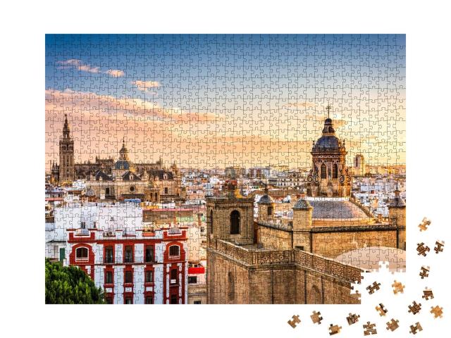 Puzzle 1000 Teile „Skyline der Altstadt von Sevilla, Spanien“
