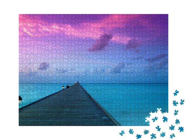 Puzzle 1000 Teile „Magischer Sonnenaufgang über dem Meer auf den Malediven, Indischer Ozean“