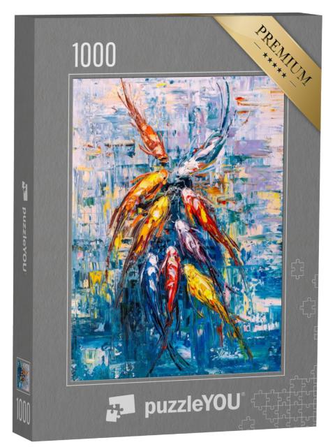 Puzzel 1000 stukjes „Olieverfschilderij: Koikarpers“