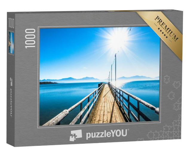 Puzzel 1000 stukjes „Landschap aan de Chiemsee, uitzicht op de bergen, Beieren“