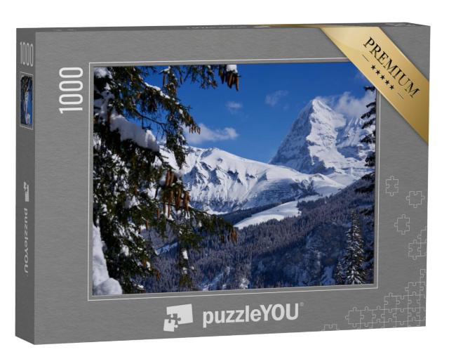 Puzzel 1000 stukjes „Panorama van de Berner Alpen met bergtop Eiger, Zwitserland“