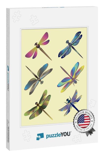 Set of Silhouettes of Dragonflies... Jigsaw Puzzle