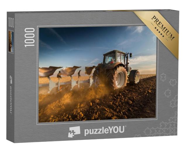 Puzzel 1000 stukjes „Tractor ploegt velden“