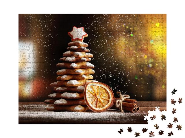Puzzle 1000 Teile „Selbstgebackene Lebkuchen als Weihnachtsbaum“