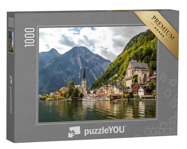 Puzzel 1000 stukjes „Panorama van Hallstadt, Oostenrijk“