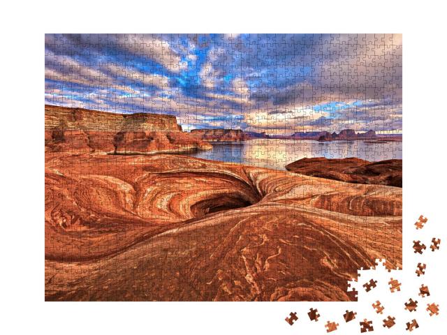 Puzzle 1000 Teile „Felsformation entlang des Ufers des Lake Powell, Arizona“