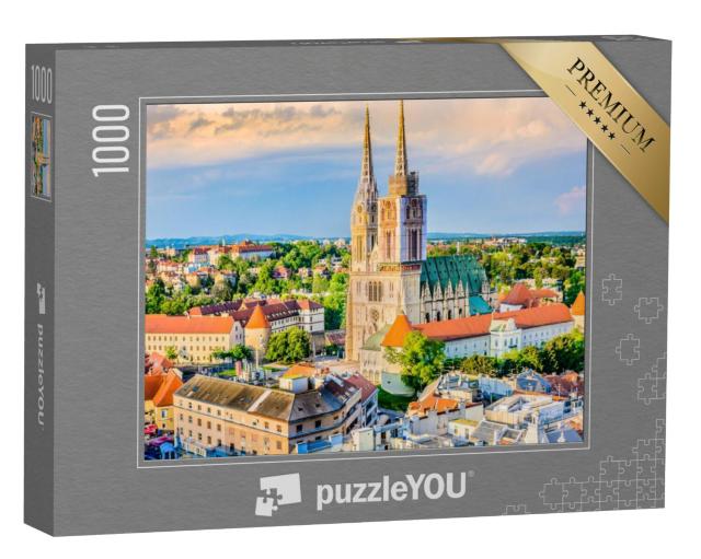 Puzzel 1000 stukjes „Kathedraal van Zagreb: luchtfoto van Kroatië“