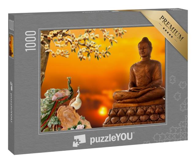 Puzzle 1000 Teile „3D Buddha als Hintergrund“
