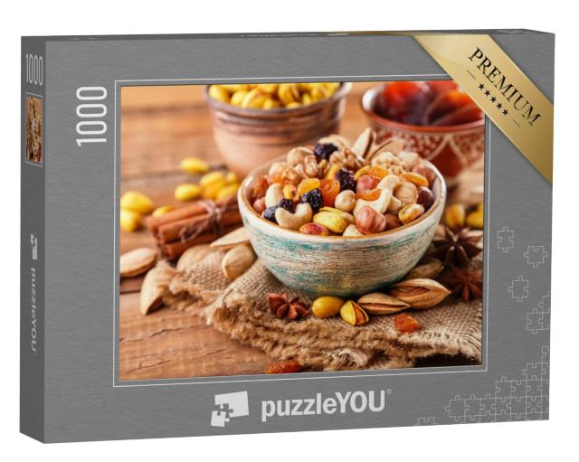 Puzzel 1000 stukjes „Mengsel van knapperige noten en heerlijk gedroogd fruit“