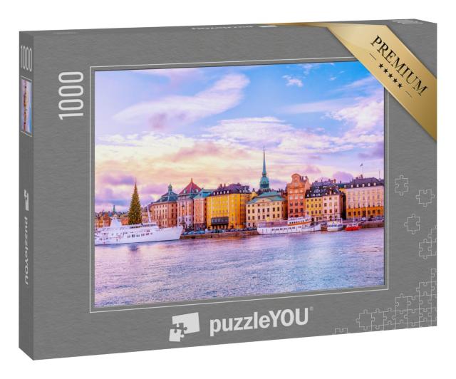 Puzzle 1000 Teile „Panorama von Gamla Stan, Altstadt von Stockholm, Schweden“