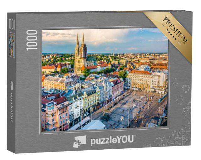 Puzzel 1000 stukjes „Luchtfoto van de hoofdstad van Kroatië, Zagreb“