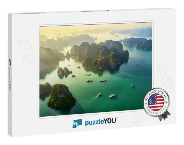 Aerial View Floating Fishing Village & Rock Island, Halon... Jigsaw Puzzle