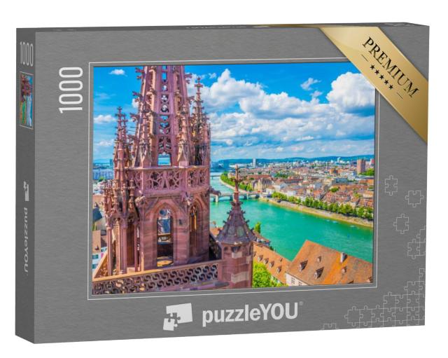 Puzzel 1000 stukjes „Prachtig uitzicht vanaf de Domkerk over Bazel, Zwitserland“