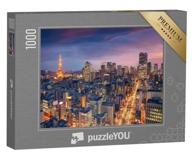 Puzzel 1000 stukjes „Schemering boven een verlicht Tokio“