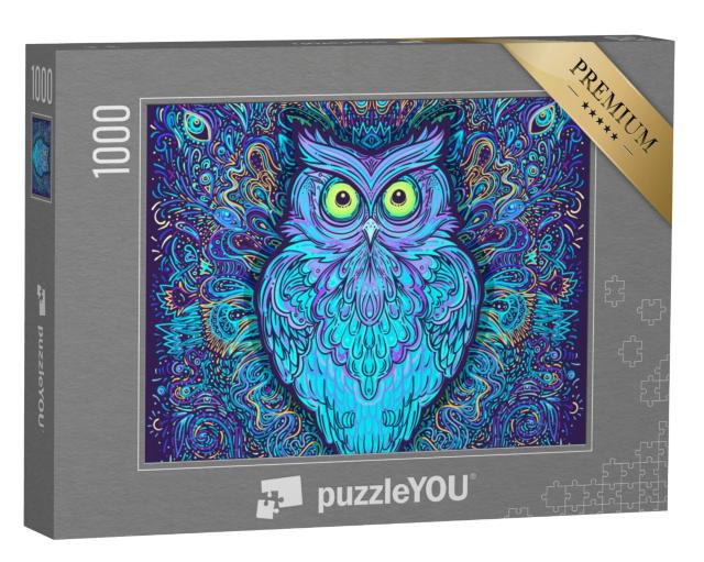 Puzzel 1000 stukjes „Abstracte uil en psychedelische patronen“