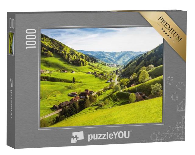 Puzzel 1000 stukjes „Panorama vanaf het Münstertal in de herfst, Zwarte Woud“