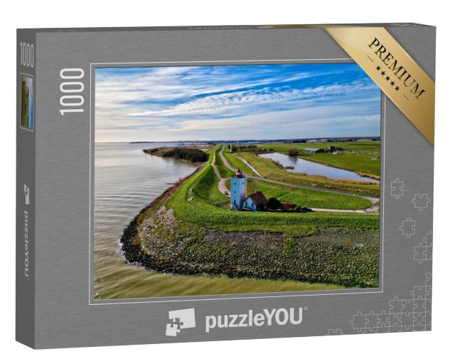 Puzzel 1000 stukjes „Vuurtoren aan het Markermeer in Nederland“