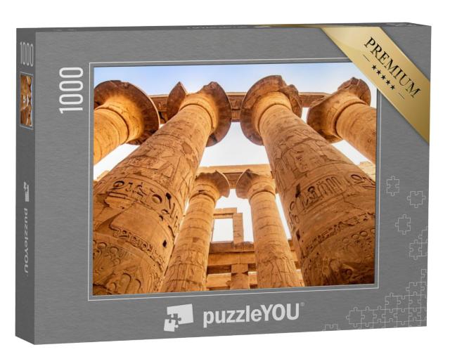 Puzzel 1000 stukjes „Zuilen, architectuur en hiërogliefen in de Karnaktempel bij Luxor, Egypte“