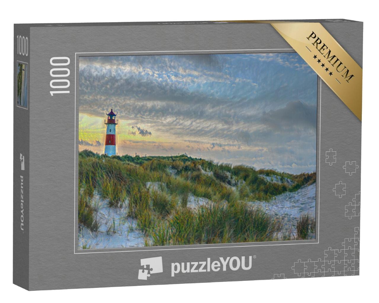 Puzzel 1000 stukjes „in de kunststijl van Claude Monet - Noordse vuurtoren op Sylt - Puzzelverzameling Kunstenaars & Schilderijen“