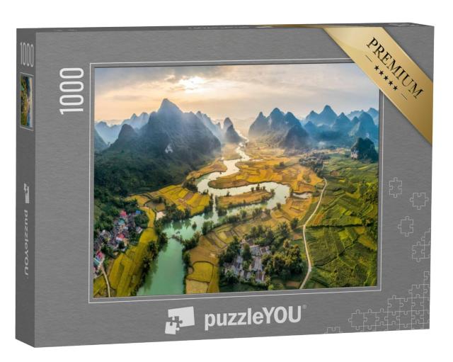 Puzzel 1000 stukjes „Rijst en rijstveld in Phong Nam dorp in Trung Khanh, Cao Bang, Vietnam“