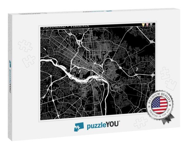 Simple Map of Richmond, Virginia, Usa. Black & White Vers... Jigsaw Puzzle