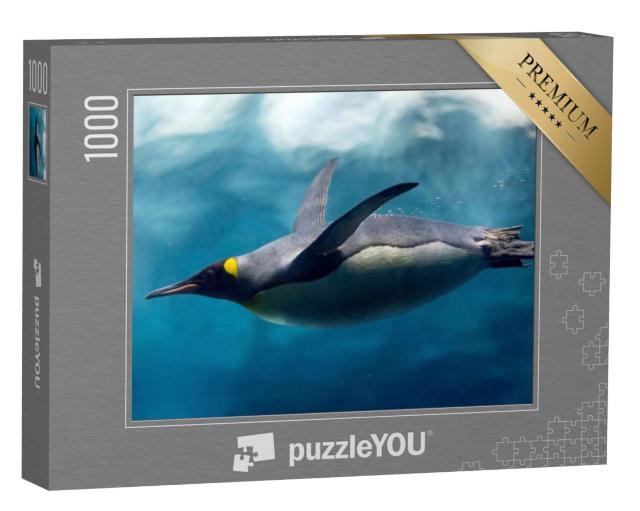 Puzzel 1000 stukjes „Onderwaterfoto: Pinguïns duiken onder het ijs“