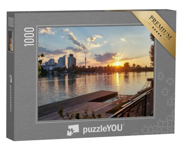 Puzzel 1000 stukjes „Oude Donau bij zonsondergang, Wenen“