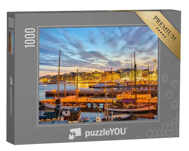 Puzzel 1000 stukjes „Oslo haven bij nacht, Noorwegen“