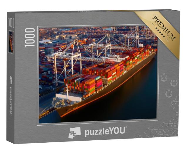 Puzzel 1000 stukjes „Containers op een enorm vrachtschip in de haven van Southampton“