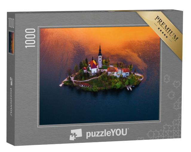 Puzzel 1000 stukjes „Kerk van de Assumptie in Meer van Bled, Slovenië“