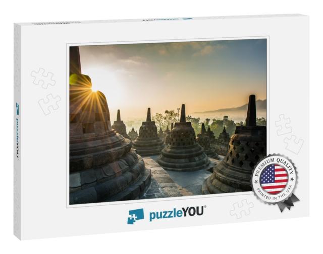 Sunrise At Borobudur Buddhist Temple, Java Island, Indone... Jigsaw Puzzle