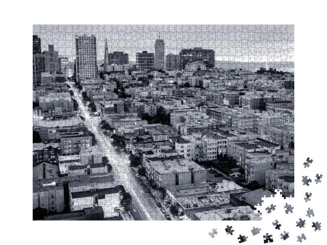 Puzzle 1000 Teile „San Francisco von oben, schwarz-weiß“