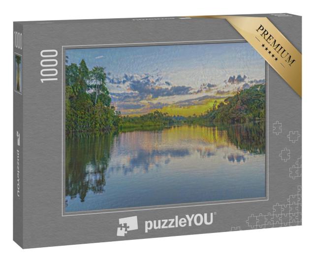 Puzzle 1000 Teile „im Kunst-Stil von Claude Monet - Sonnenuntergang am Amazonas - Puzzle-Kollektion Künstler & Gemälde“