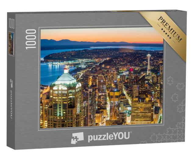 Puzzel 1000 stukjes „Seattle in het avondlicht, Washington, VS“