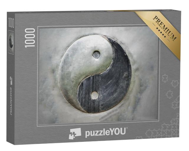 Puzzel 1000 stukjes „Yin Yang stalen achtergrond“