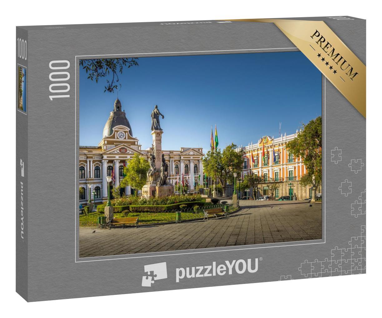 Puzzle 1000 Teile „Plaza Murillo und bolivianischer Regierungspalast in La Paz, Bolivien“