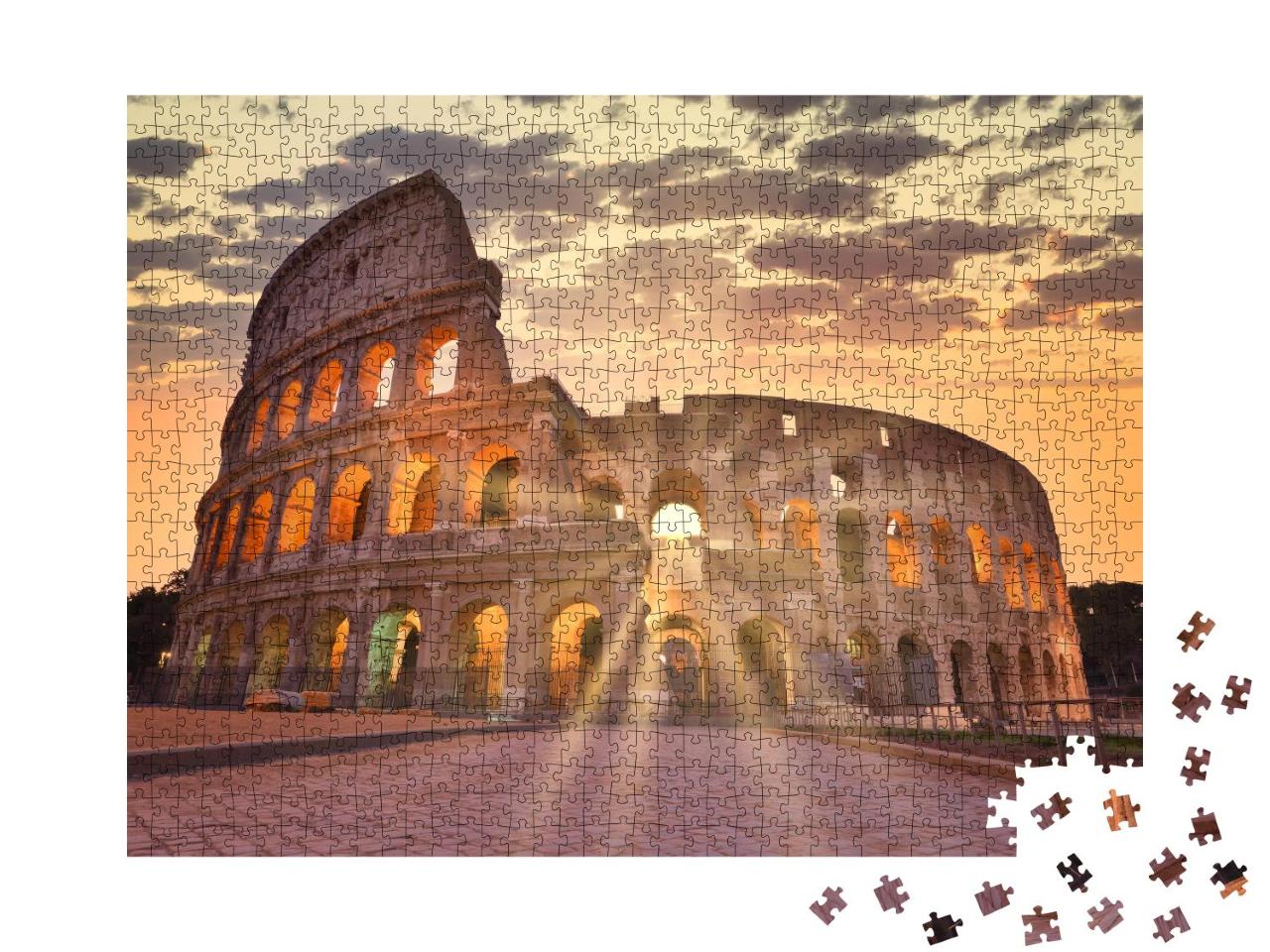 Puzzle 1000 Teile „Nachtansicht des Kolosseums in Rom, Italien“