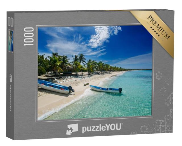 Puzzel 1000 stukjes „Vissersboten op het strand van Catalina, Dominicaanse Republiek“