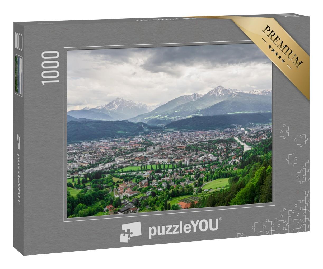 Puzzle 1000 Teile „Skyline der Alpenstadt Innsbruck in Österreich“