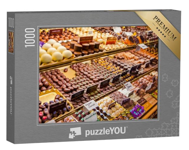 Puzzel 1000 stukjes „Verscheidenheid aan chocoladepralines op de Engelse markt, Ierland“